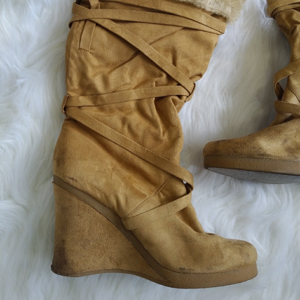 Women's Brown Tall Heeled Boots - Picture 2 of 8